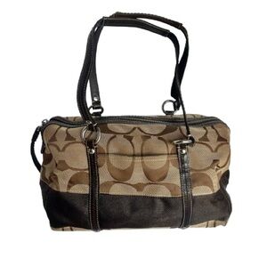 Coach Vintage Y2K Signature Jacquard Canvas And Leather Medium Satchel Tote Bag
